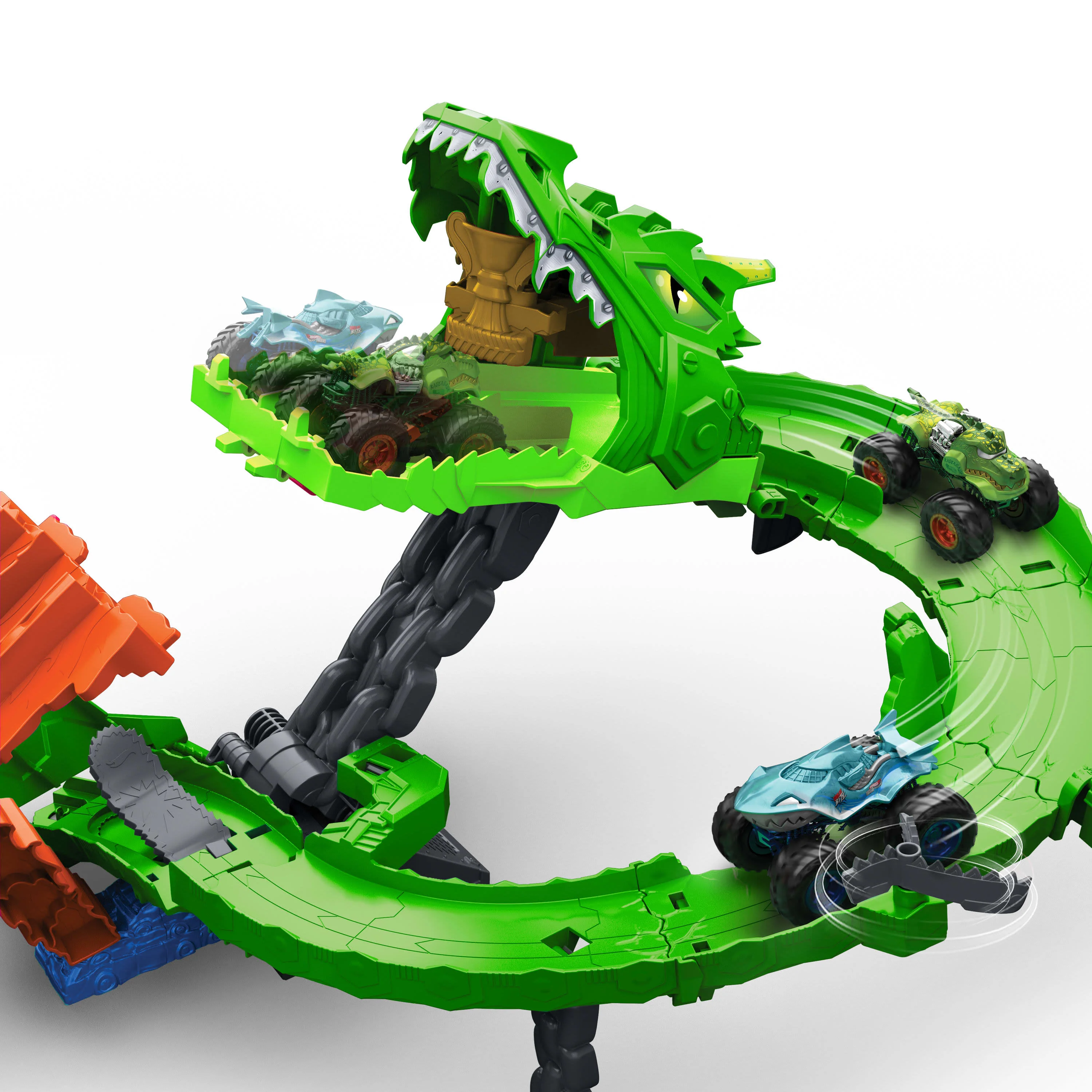 Bundle: Hot Wheels Dragon Demolition Trackset + 5 Neon Speeders - Image 3